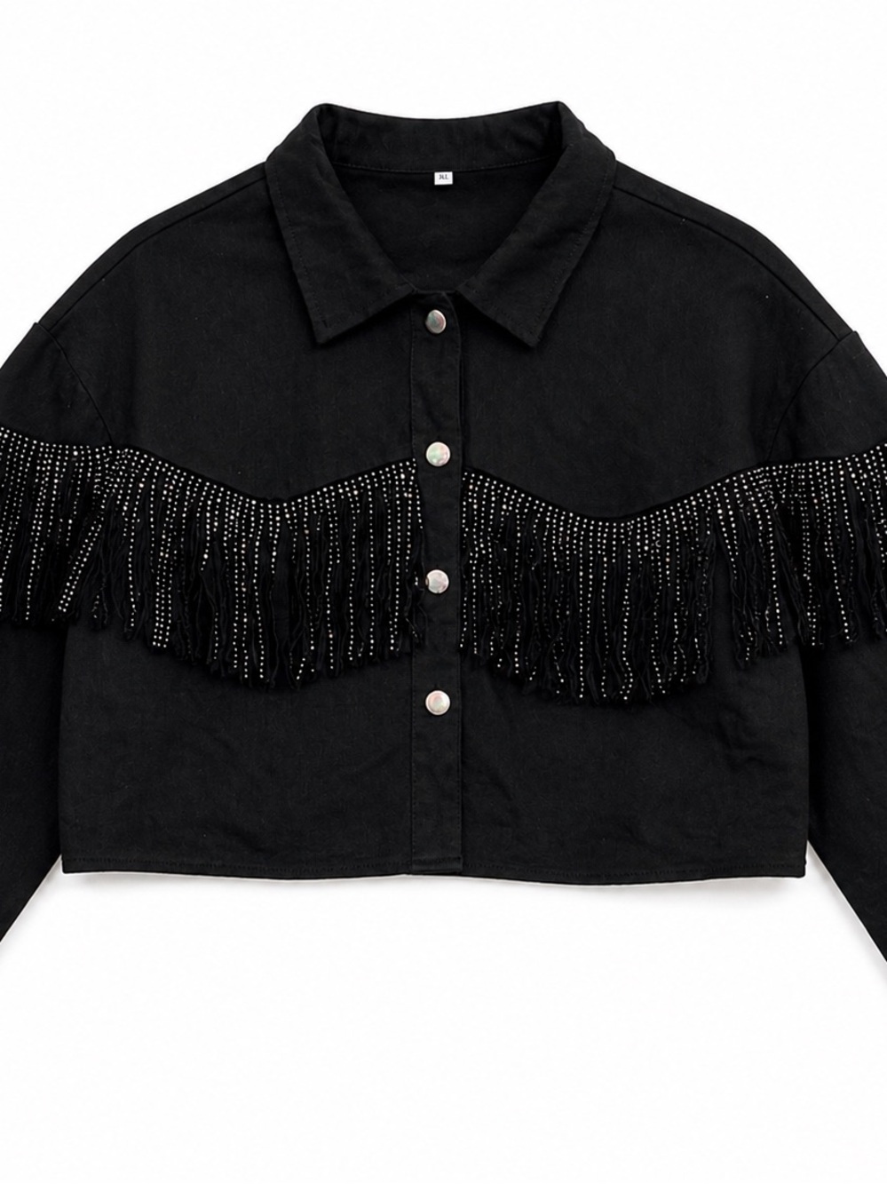 Amazon Black Fringe Jean Jacket